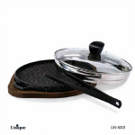 تابه گریل چدن گرد بزرگ با چوب یونیک کد UN-6001