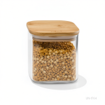بانکه شیشه ای درب چوبی مربع 10سانت یونیک کد UN-1764